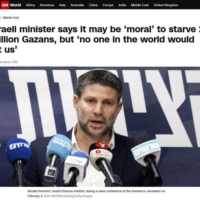 Smotrich and starving Palestinians