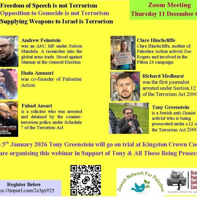 Tony Greenstein webinar 11.12.25