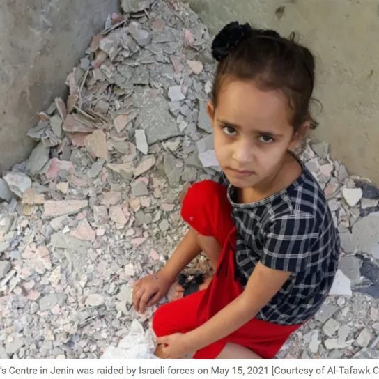 child in rubble